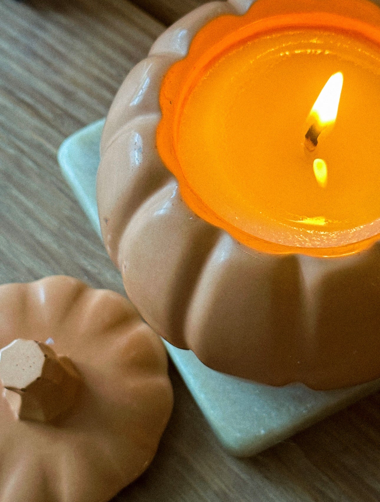 concrete pumpkin candle