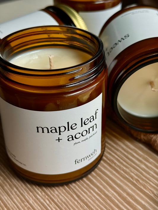 maple leaf + acorn